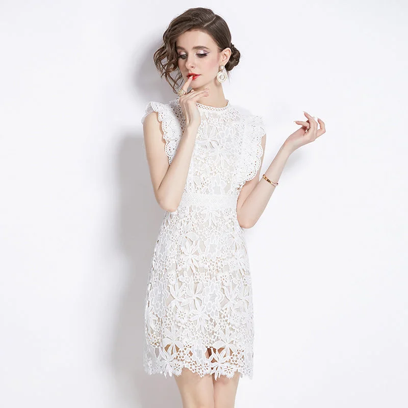 Vintage Elegant White Women Lace Dresses