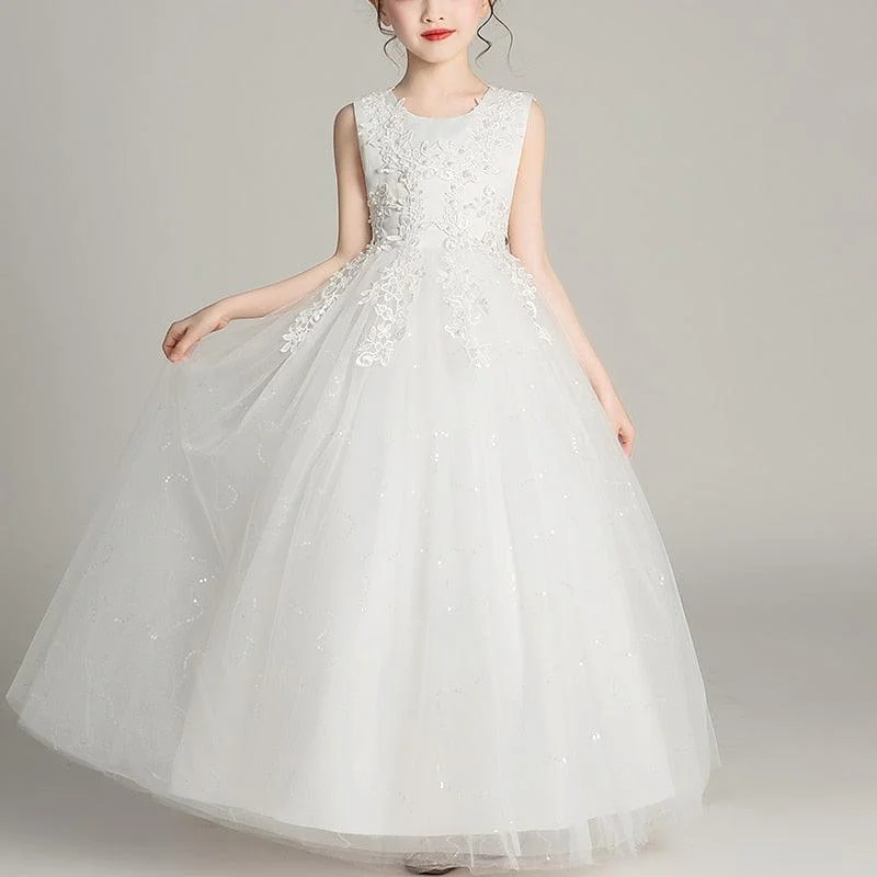 Sleeveless Wedding Party Flower Girl Dress