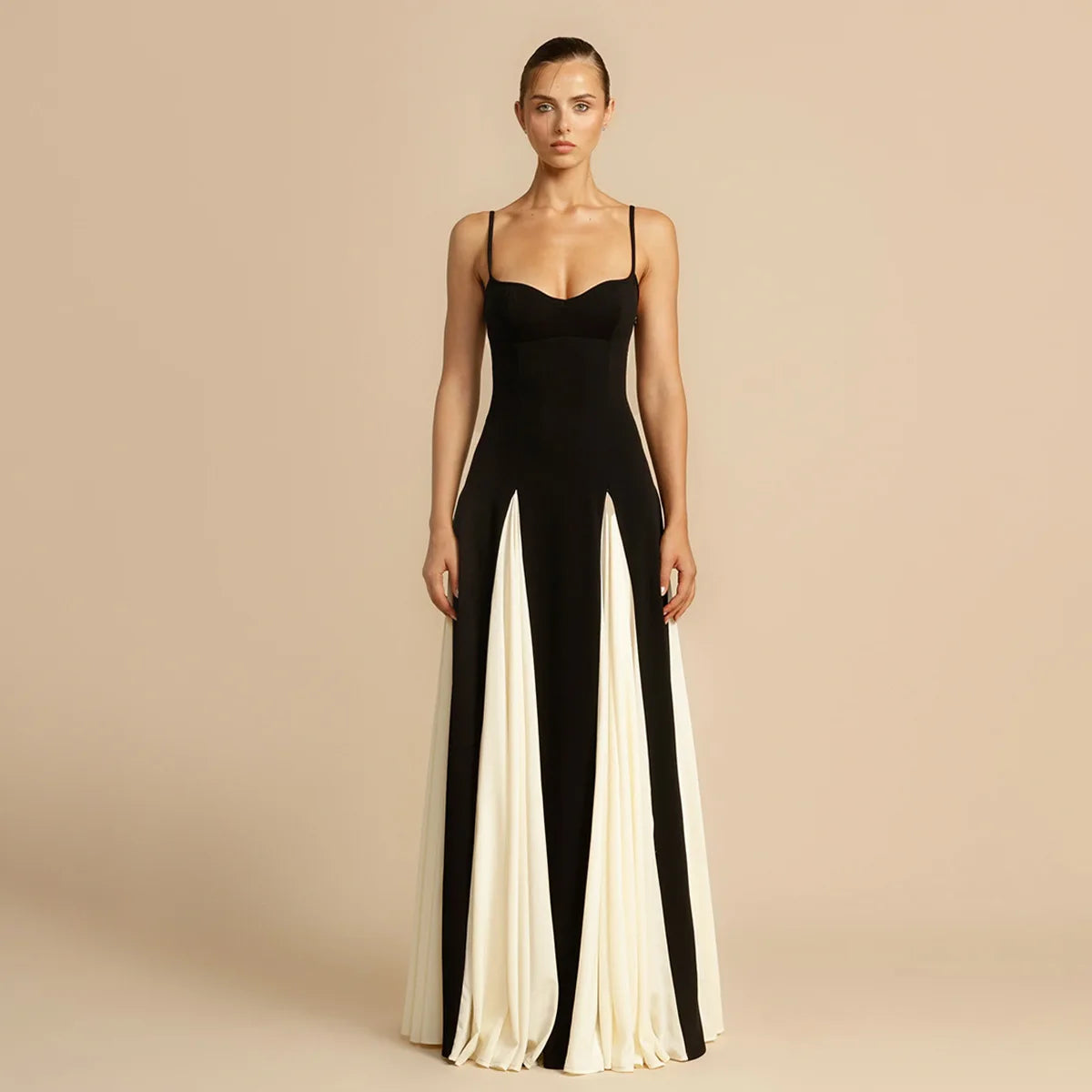 Sleeveless Backless Splice Maxi Dress