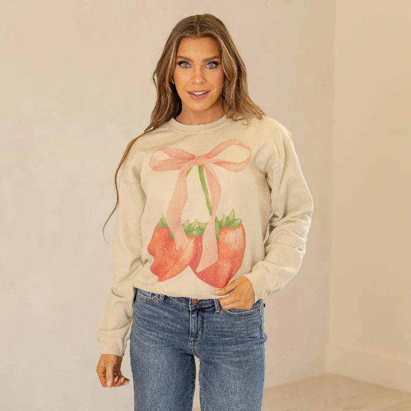 Croquette Strawberries Graphic Long Sleeve Sweater