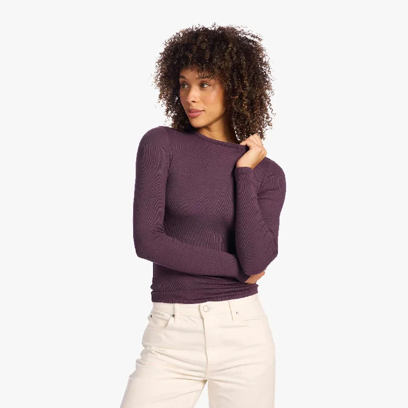 Slinky Rib Long Sleeve Shirt | Plum