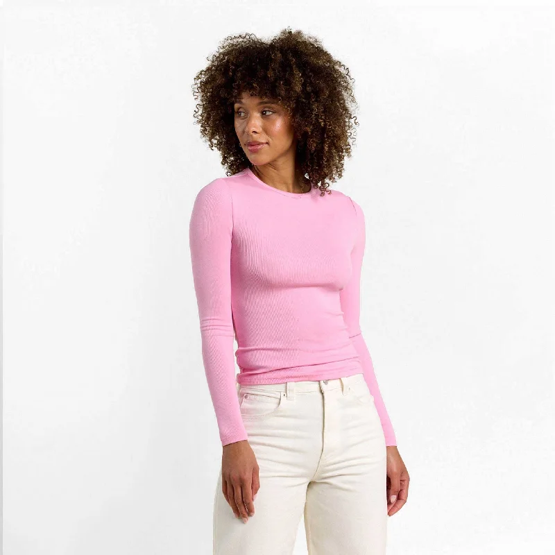 Slinky Rib Long Sleeve Shirt | Bubblegum Pink