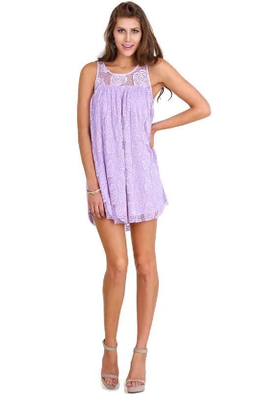 Floral Lace Sleeveless Dress Lavender