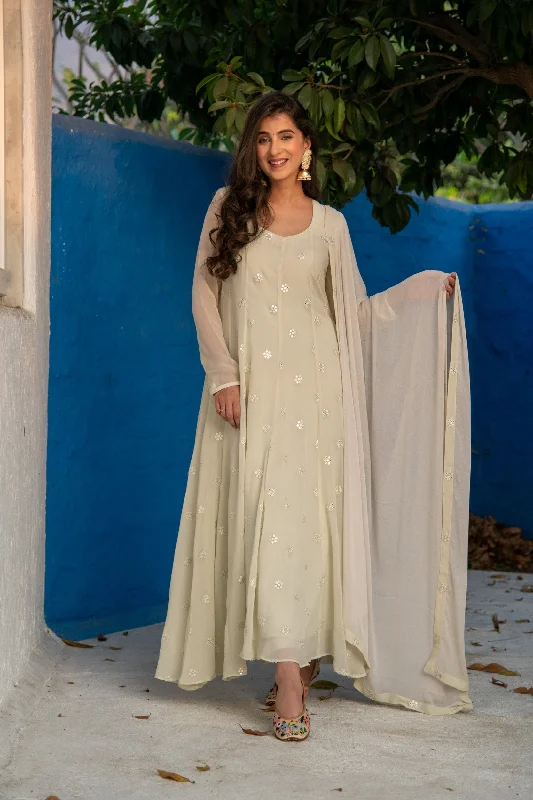 Women's Ivory High Kali Anarkali set - Label Shaurya sanadhya