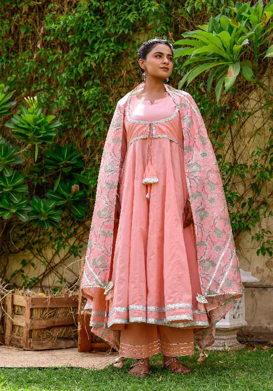 Women's Seher Peach Kalidar Suit set - Kiswah