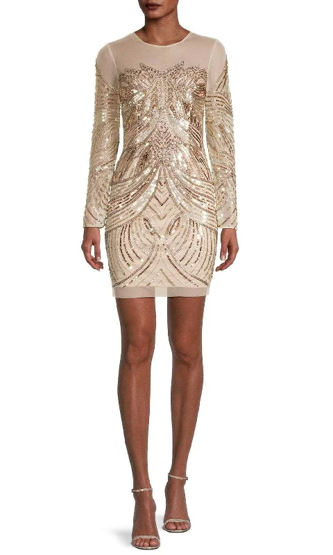 Aidan Mattox MN1E207561 - Long Sleeve Embellished Cocktail Dress