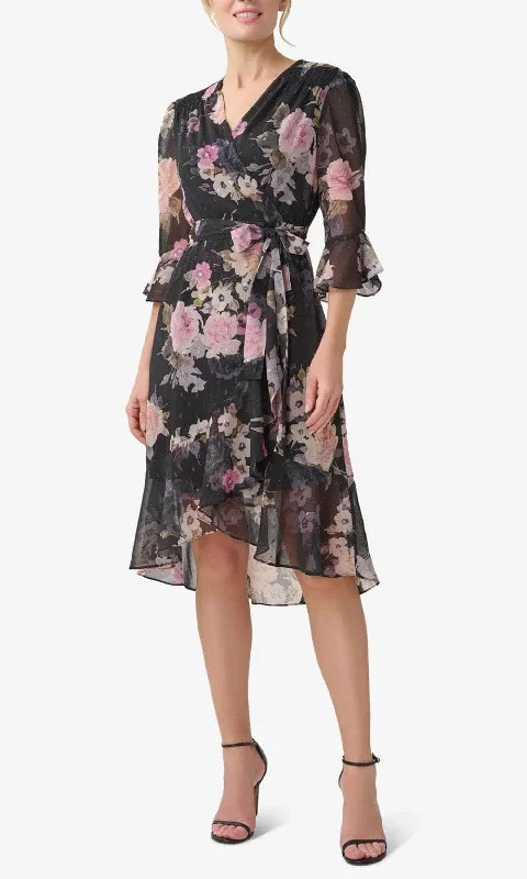 Adrianna Papell AP1D104917 - Floral Tie Waist Chiffon Dress