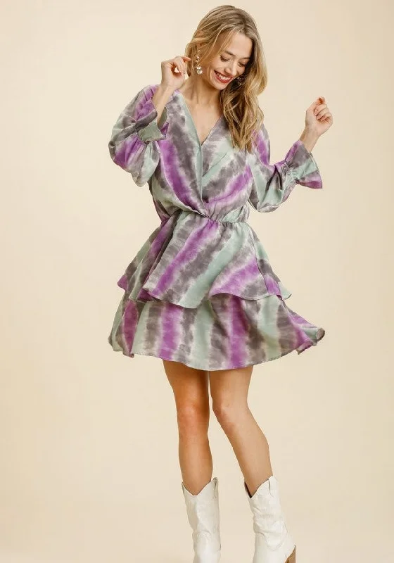 Tie Dye Ruffled Layered Dress