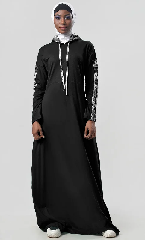 Everyday Black Jersey Sportswear Abaya Dress