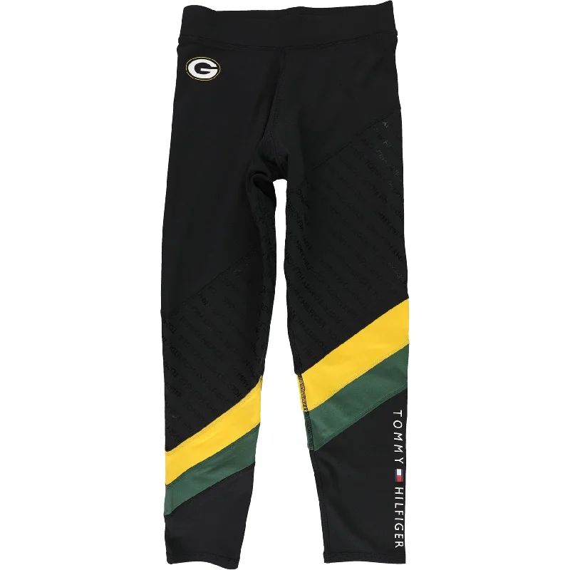 Tommy Hilfiger Womens Green Bay Packers Compression Athletic Pants, Black, Small