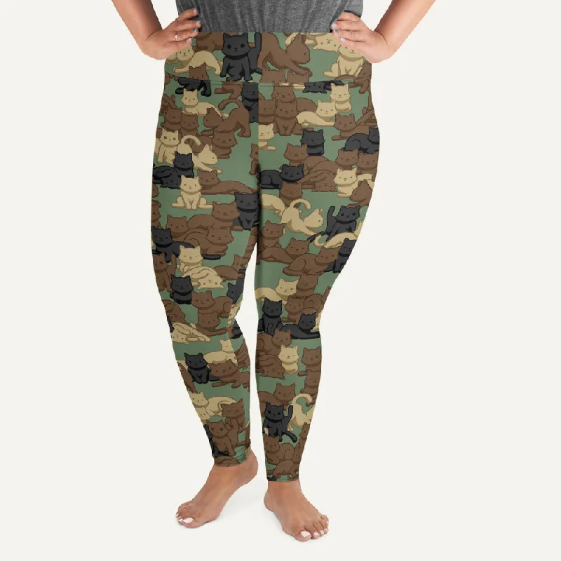 Cats Camouflage Woodland Plus Size Leggings