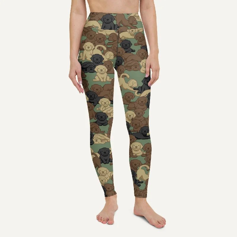 Dogs Camouflage Woodland High-Waisted Leggings