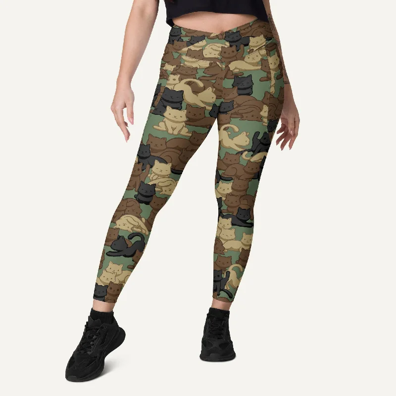 Cats Camouflage Woodland Crossover Leggings With Pockets