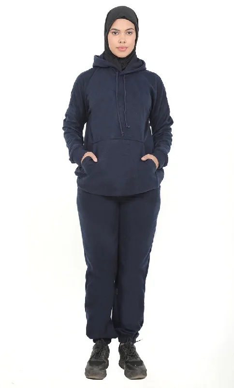 Women's Warm Navy Fleece Track Set