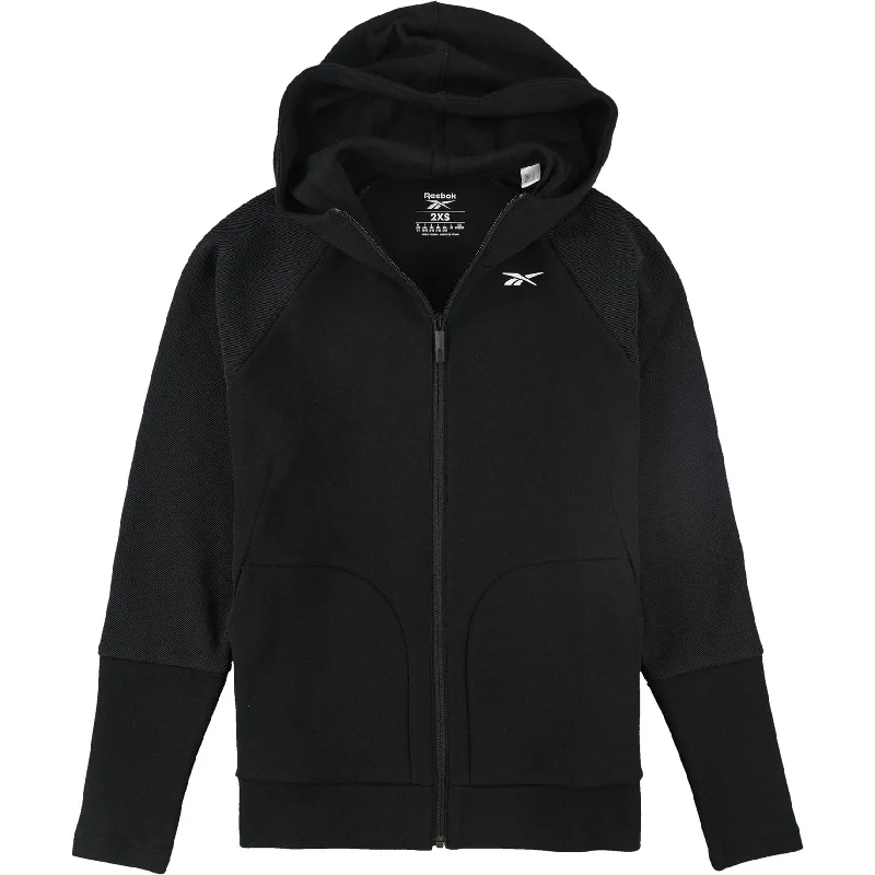 Reebok Womens TS QC Full-Zip Track Jacket Sweatshirt, Black, XX-Small