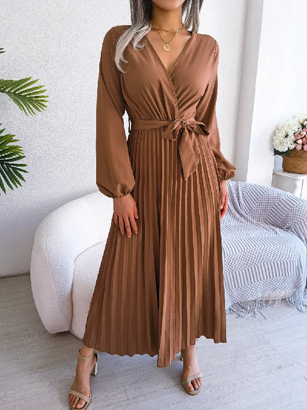 Classy V Neck Long Sleeves Midi Dresses