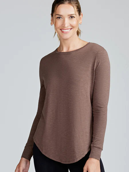 Tasc Longline Long Sleeve Top Mocha