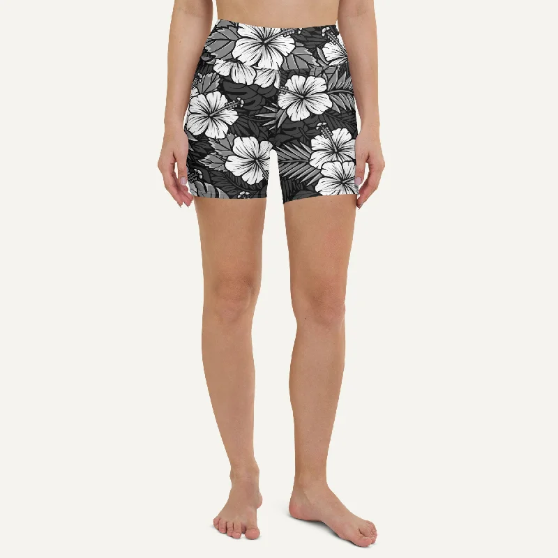 Hawaiian Aloha Black High-Waisted Shorts