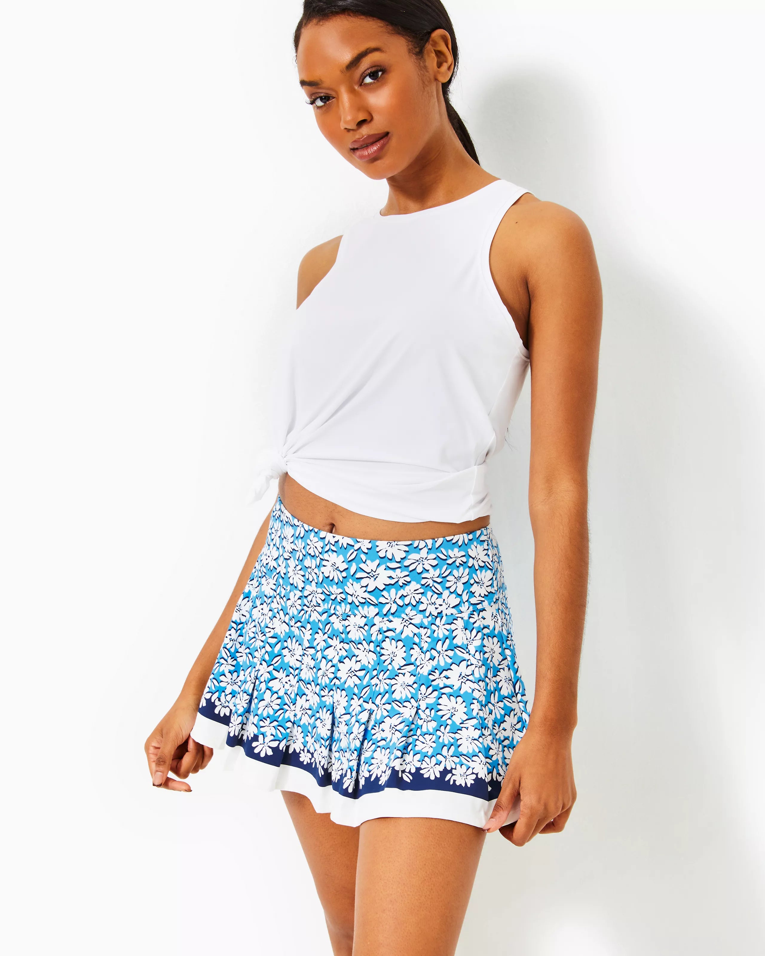 Lilly Pulitzer UPF 50+ Luxletic Annora Skort Lunar Blue Palm Beach Petals Engineered *