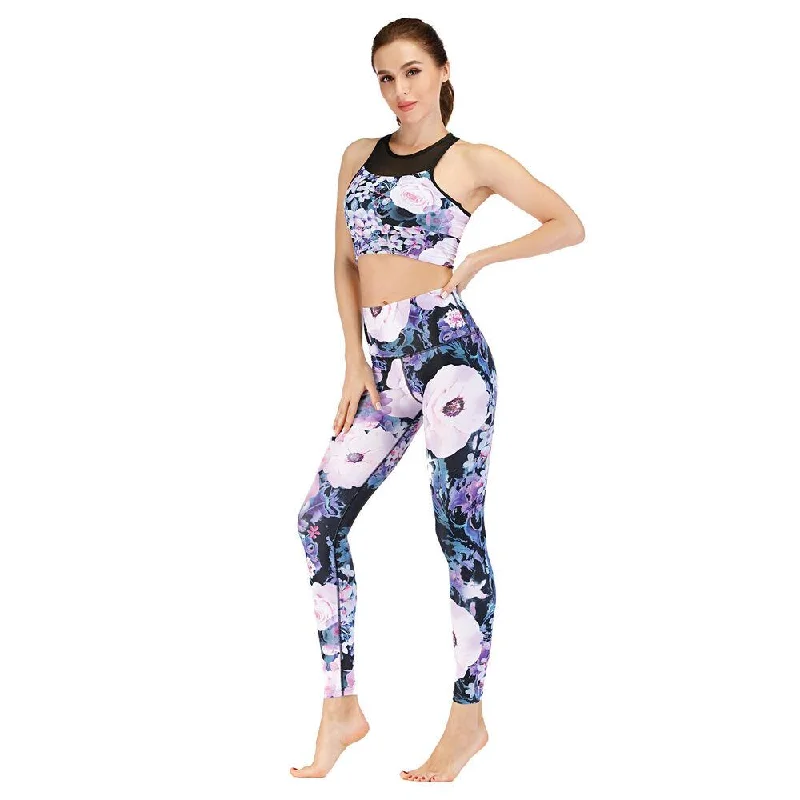 Women Yoga Set Gym Workout Suit Sports Bra Leggings Pants Fitness Pilates Outfit