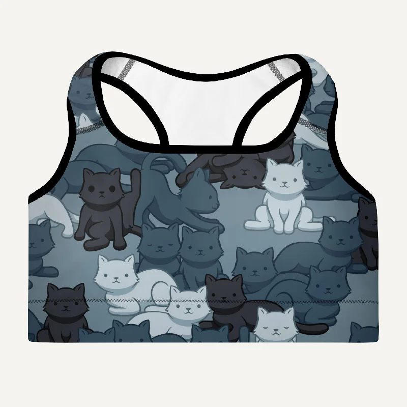 Cats Camouflage Navy Padded Sports Bra