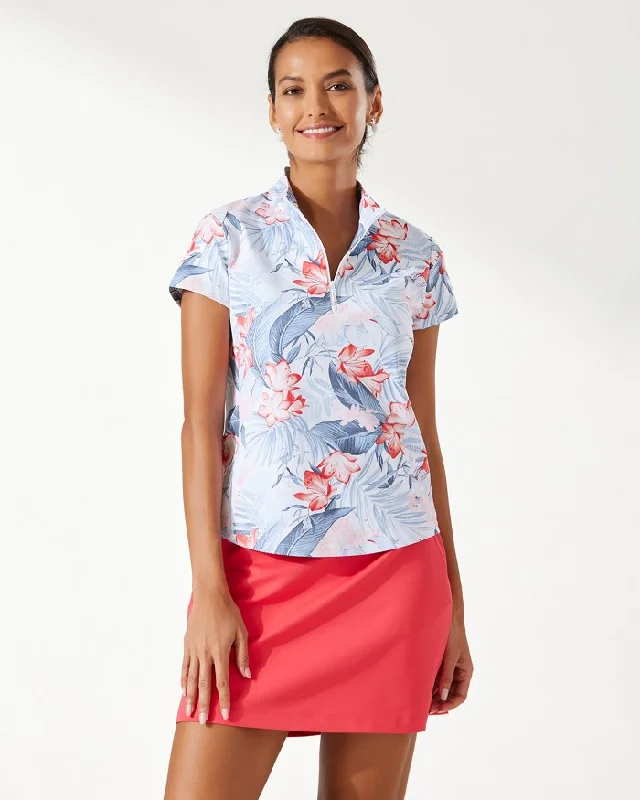 Tommy Bahama Aubrey Delicate Flora IslandZone® Mock Cap-Sleeve Top Blue Muscari