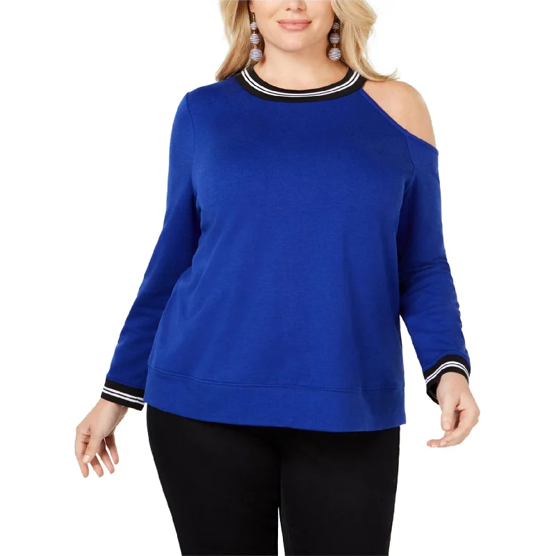 I-N-C Womens Cold Shoulder Sweatshirt, Blue, 3X