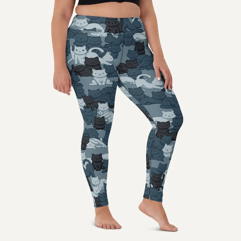 Cats Camouflage Navy High-Waisted Leggings