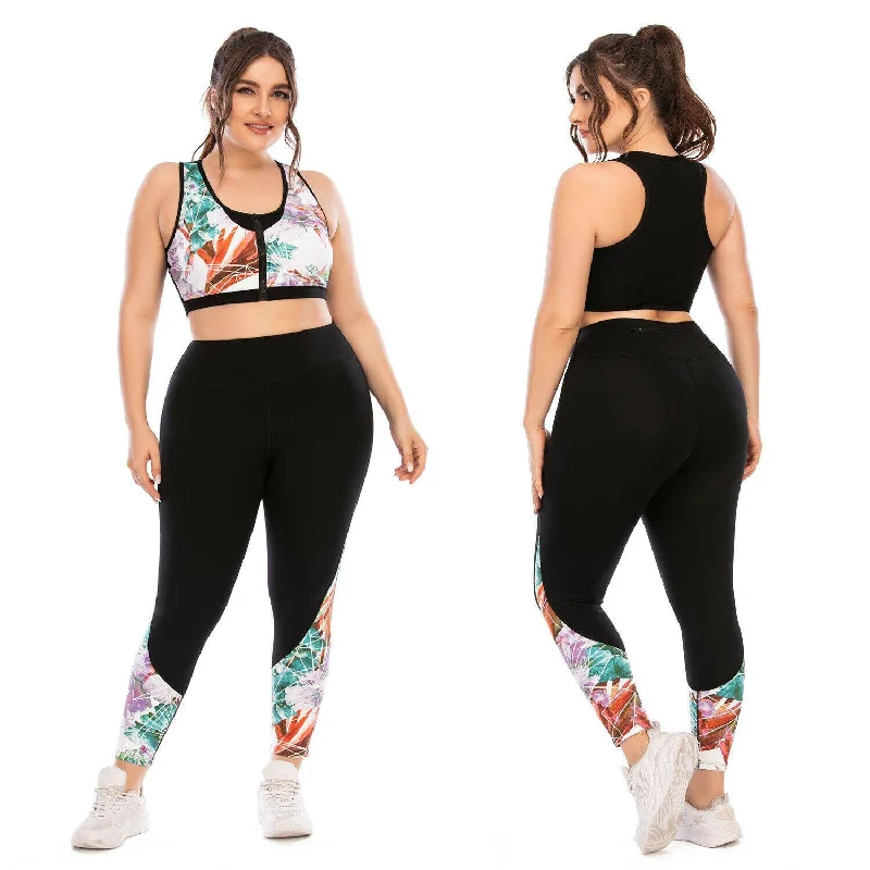 Women's Plus Size Yoga Set Fitness Gym Running Sports Outfit