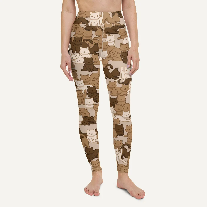 Cats Camouflage Desert High-Waisted Leggings