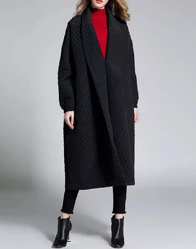 Padded Grid Patterned Loose Coat