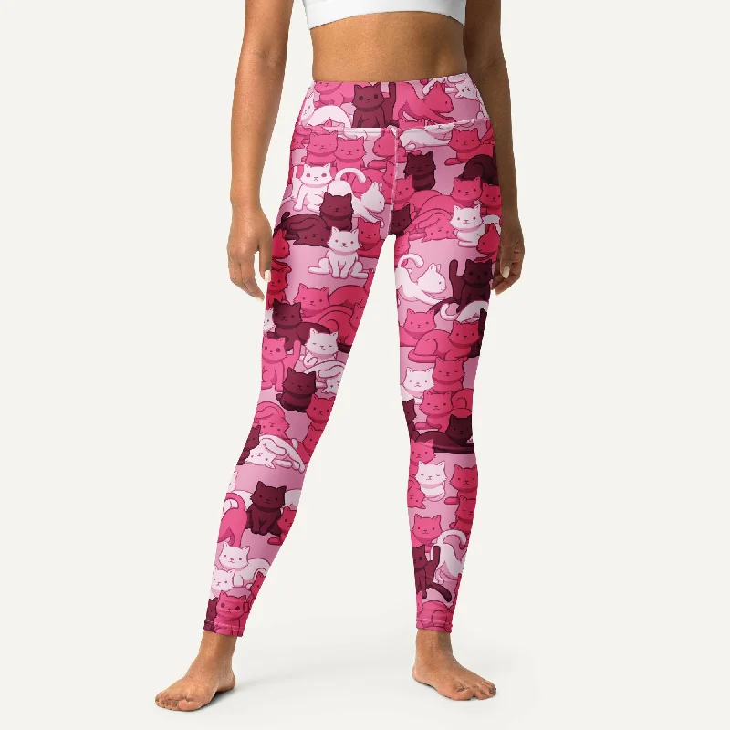 Cats Camouflage Pink High-Waisted Leggings