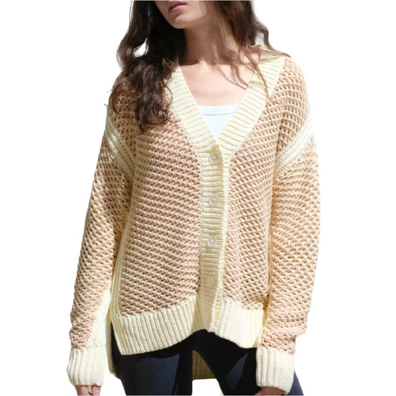 Chunky V Cardigan In Wheat