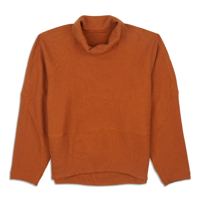 Textured Funnel-Neck Pullover