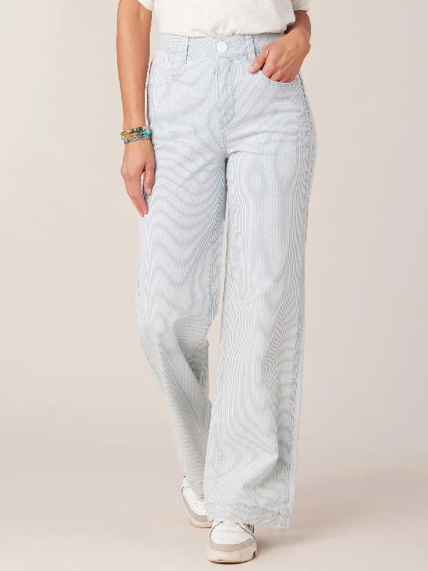 "Ab"solution Skyrise Double Side Seam Stripe Print Wide Leg Jean