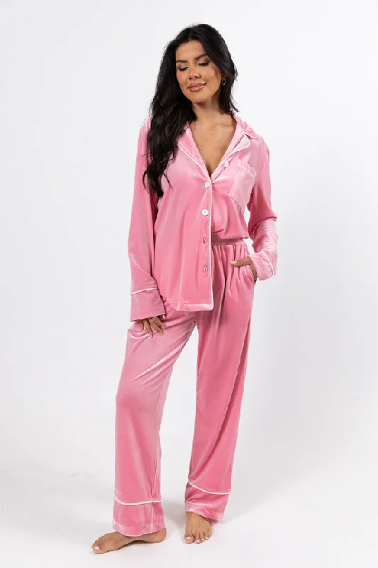 Asking Again Pink Velvet Lounge Pants