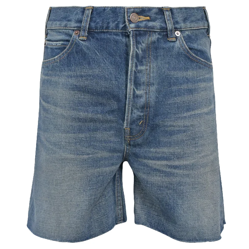 Celine Light Wash Denim Shorts in Light Blue Cotton