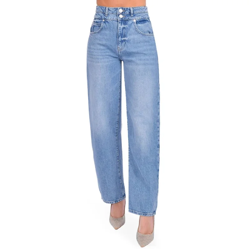 Double High Waist Band Barrel Jeans In Weston