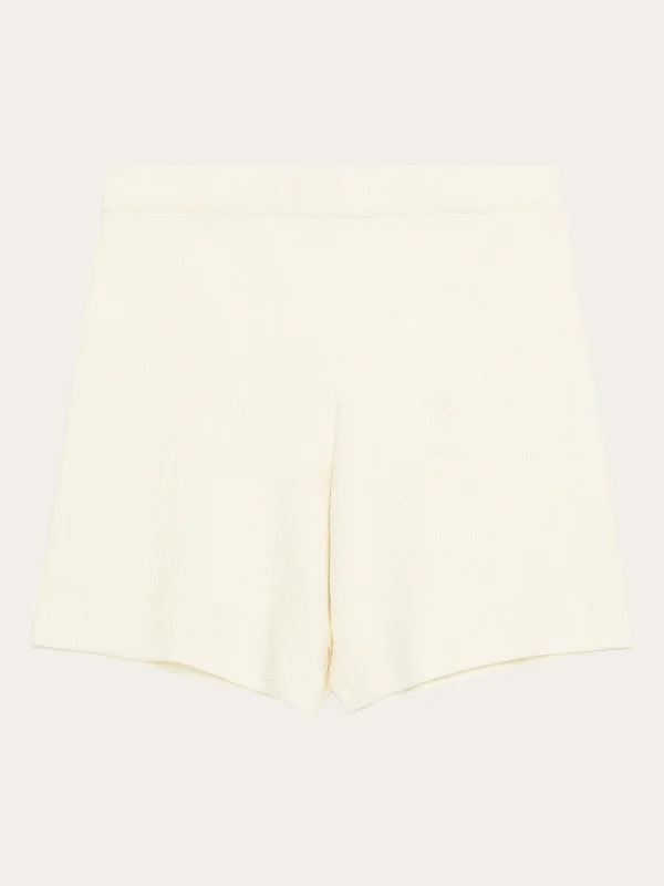 GALE mid-rise cotton racking stitch shorts - GOTS/Vegan - Egret