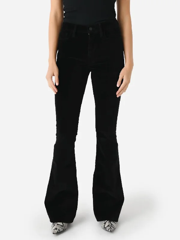 Le High Flare Velveteen Jean In Black