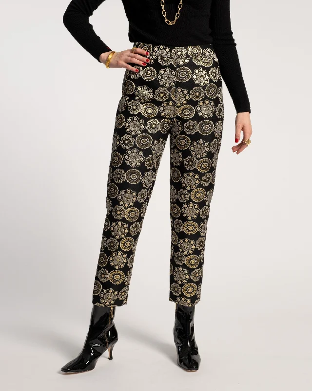 Lucy Pant Large Floral Metallic Jacquard