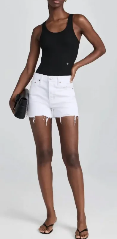 Nova High Rise Cut Off Shorts In White Vintage