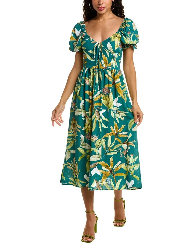 O.P.T. Jungle Linen-Blend Midi Dress