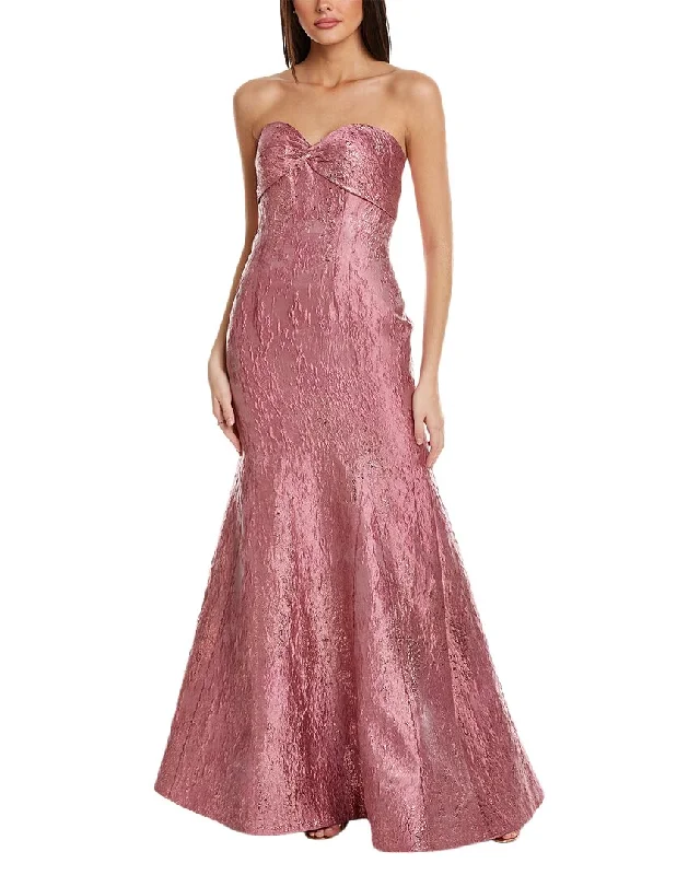 Rene Ruiz Strapless Fit-And-Flair Brocade Gown