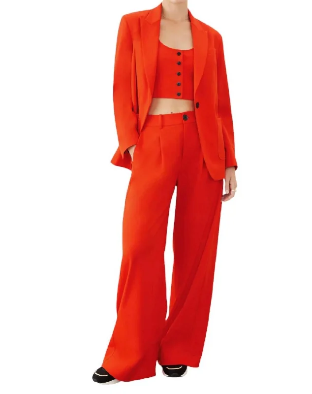 Wide Leg Pants In Neon Rouge