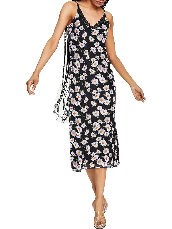 Womens Floral Print Calf Midi Dress