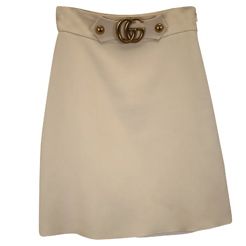 Gucci GG Logo A-Line Skirt in Black Wool