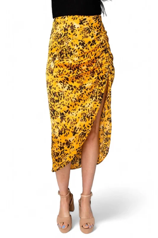 Marie Zip Fron Midi Skirt In Tortoiseshell