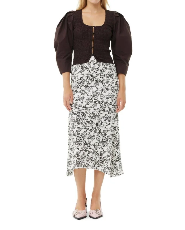 Viscose Twill Long Skirt In Egret