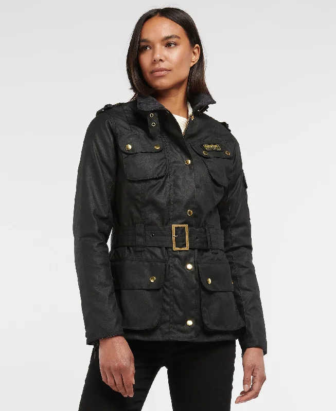 BARBOUR INTERNATIONAL LADIES WAXED JACKET BLACK